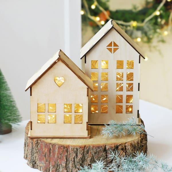 Wooden Christmas Homes Set of 2 : Gift/Send Addons Gifts Online ...