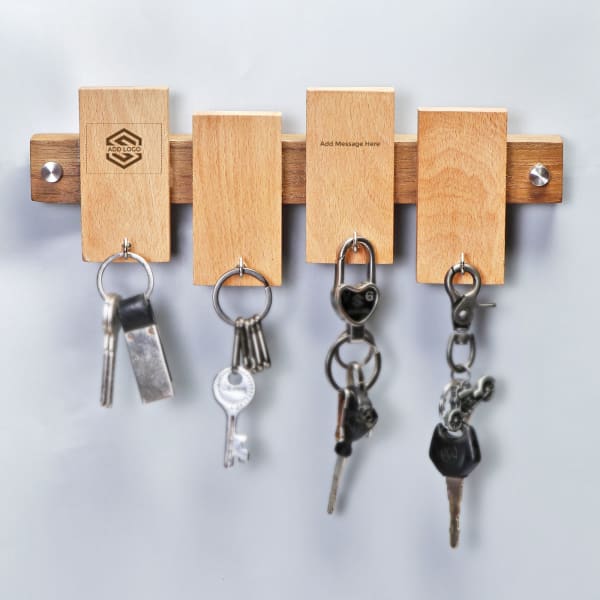 Wooden Key Holder - Customized with Logo & Message