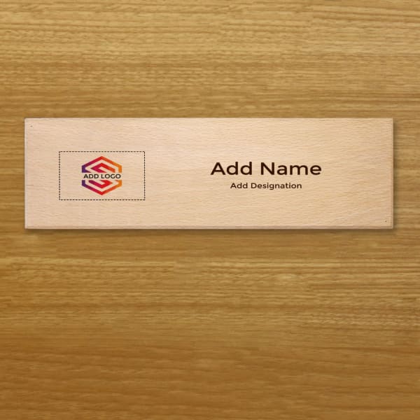 Wooden Name Plate With Name Designation And Logo Customisation