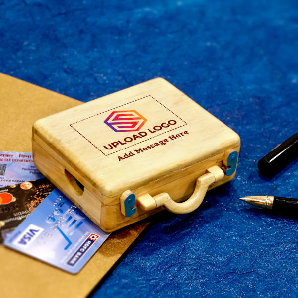 Wooden Pen And Card Holder - Customized With Logo And Message
