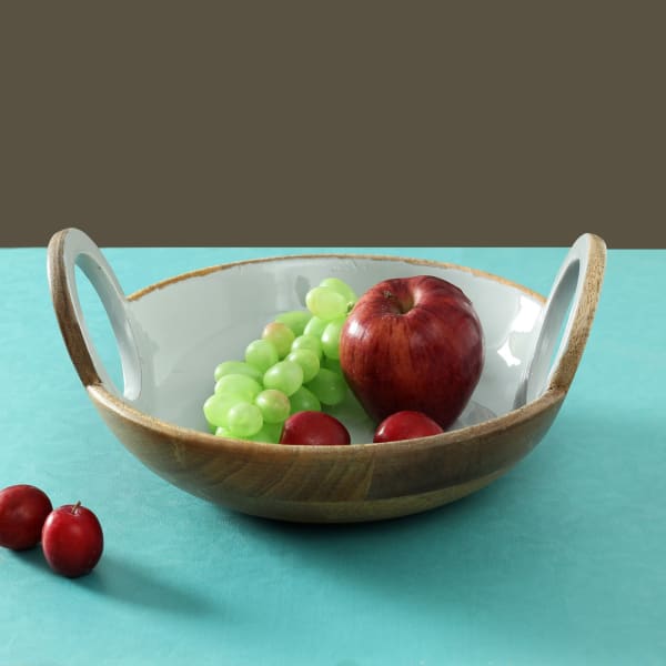 Wooden Serving Bowl with Enamel Paint