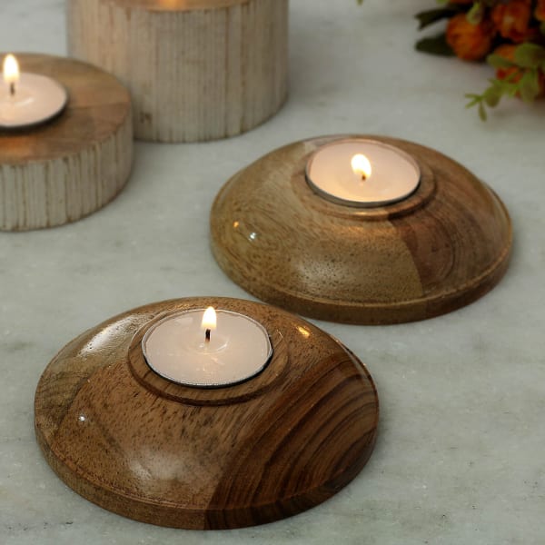 Wooden Tea-light Candle Set