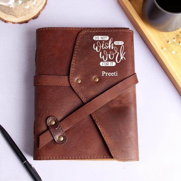 Work For It Personalized Leather Diary