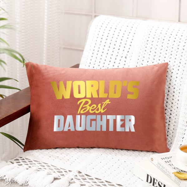 World's Best Daughter Personalized Velvet Cushion - Pink