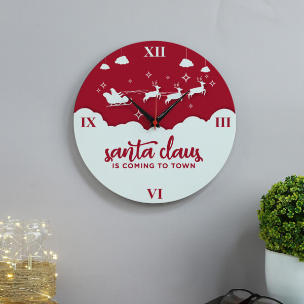 Xmas Santa Wooden Wall Clock
