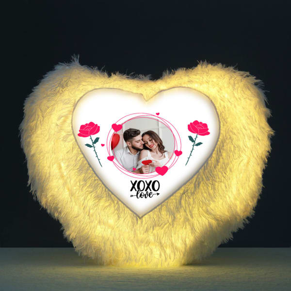 XOXO Love Personalized LED Fur Cushion