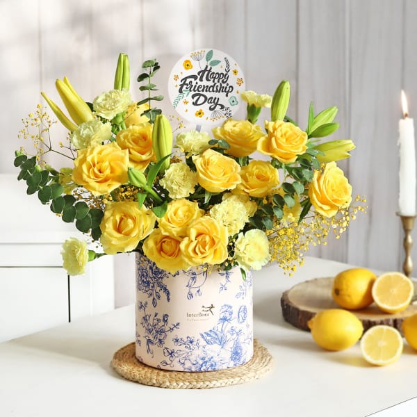 Yellow Burst Friendship Day Arrangement