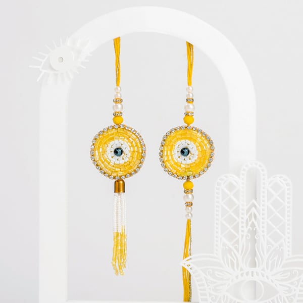 Yellow Radiance Evil Eye Bhaiya Bhabhi Rakhi
