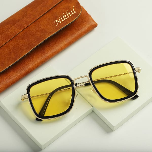 Yellow Sunglasses with Personalized Case