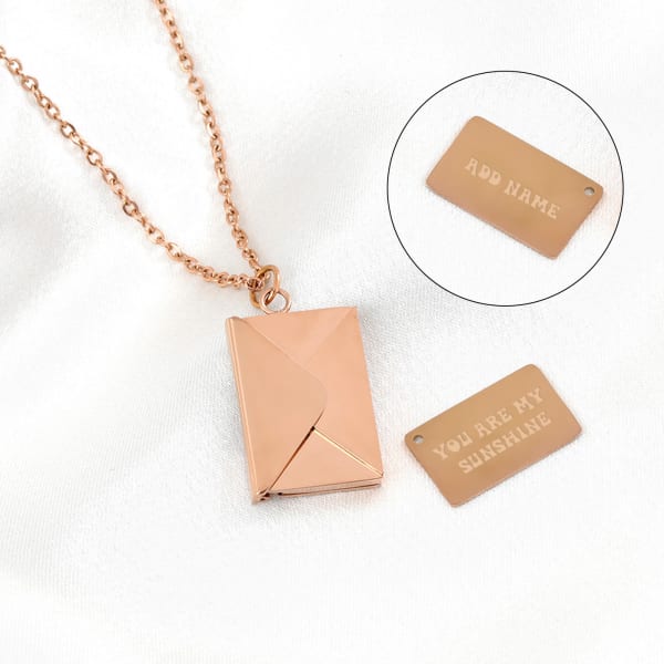 You Are My Sunshine - Rose Gold Envelope Pendant Chain