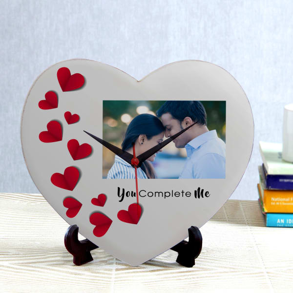 You Complete Me Personalized Heart Shaped Clock