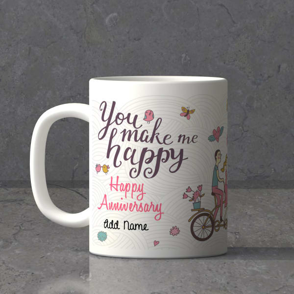 You Make Me Happy Personalized Anniversary Mug