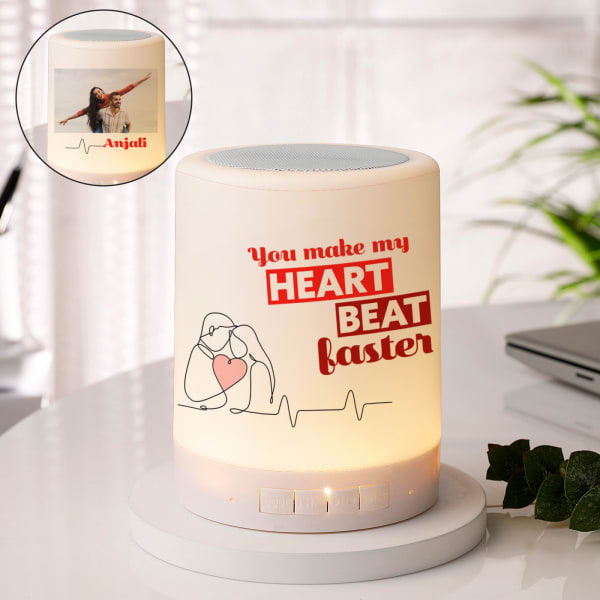 You Make My Heart Beat Personalized Bluetooth Speaker With LED Lamp