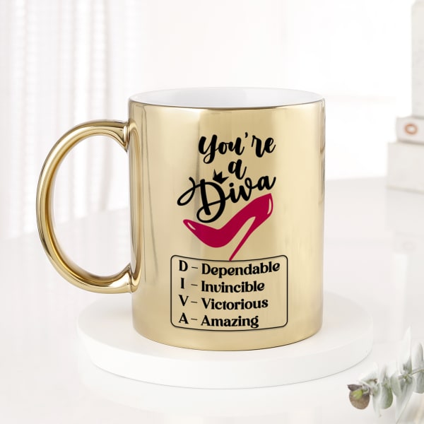 You're A Diva - Personalized Metallic Gold Mug