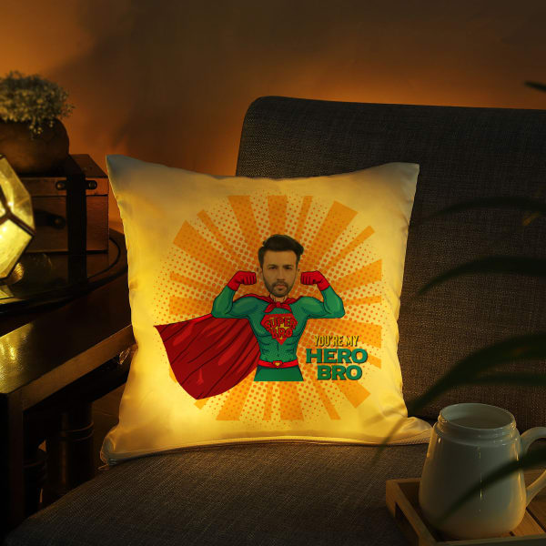You're My Hero Bro LED Satin Cushion