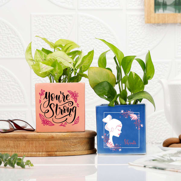 You're Strong Personalized Planter - set of 2