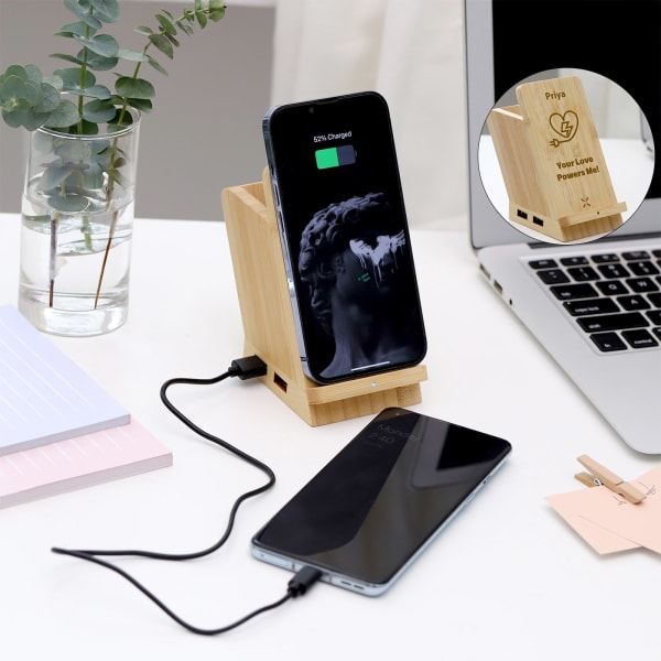 Your Love Powers Me - Personalized Wireless Charger With Pen Stand