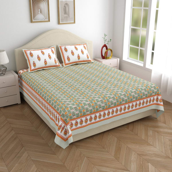 Zen Mist Double Bedsheet And Pillow Cover Set