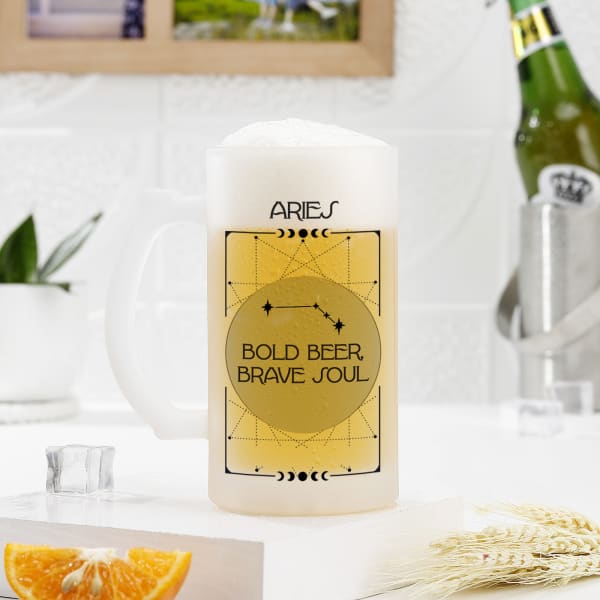 Zodiac Cheers Personalized Beer Mug - Aries