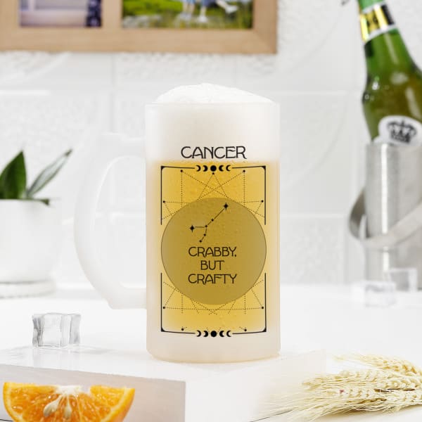 Zodiac Cheers Personalized Beer Mug - Cancer