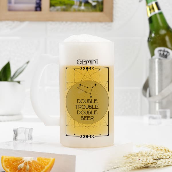 Zodiac Cheers Personalized Beer Mug - Gemini