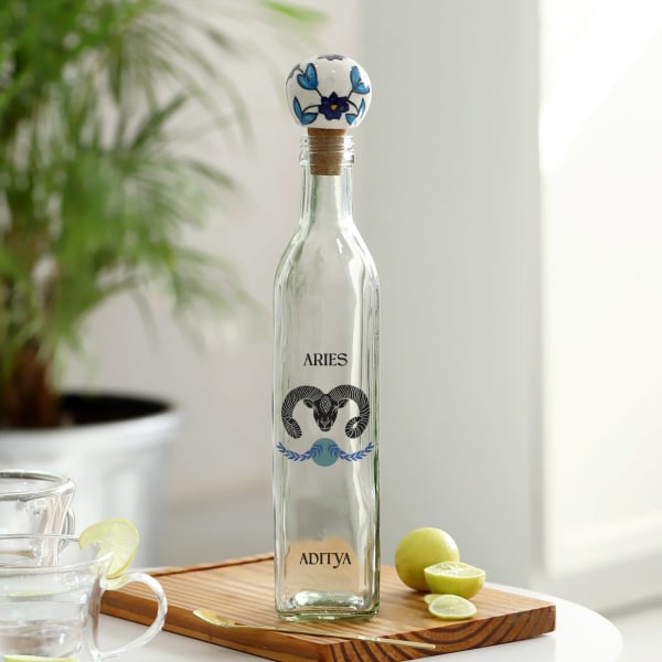 Zodiac Splendor - Personalized Glass Bottle With Cork - Aries