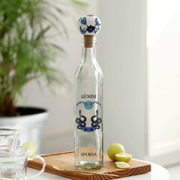 Zodiac Splendor - Personalized Glass Bottle With Cork - Gemini