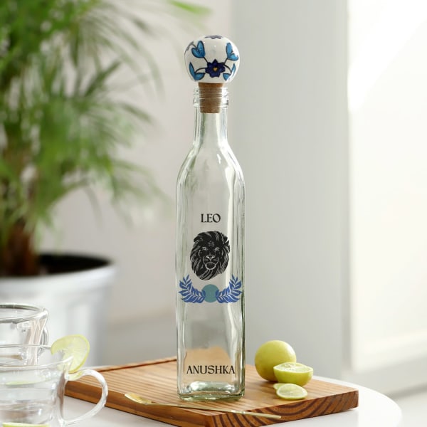 Zodiac Splendor - Personalized Glass Bottle With Cork - Leo