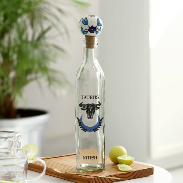 Zodiac Splendor - Personalized Glass Bottle With Cork - Taurus