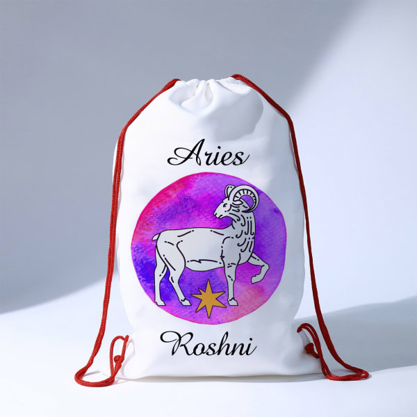 Zodiac Star - Personalized Drawstring Bag - Aries