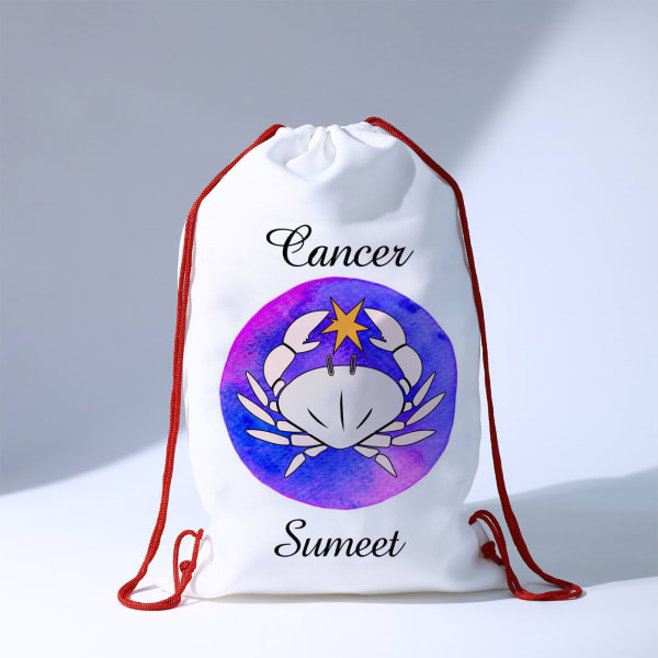 Zodiac Star - Personalized Drawstring Bag - Cancer