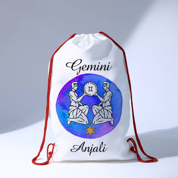 Zodiac Star - Personalized Drawstring Bag - Gemini