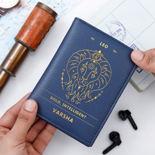 Zodiac Voyager - Personalized Passport Cover Organizer - Leo