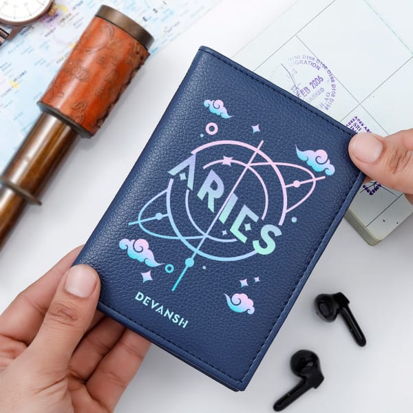 Zodiac Wanderlust Companion - Personalized Passport Cover Organizer - Aries