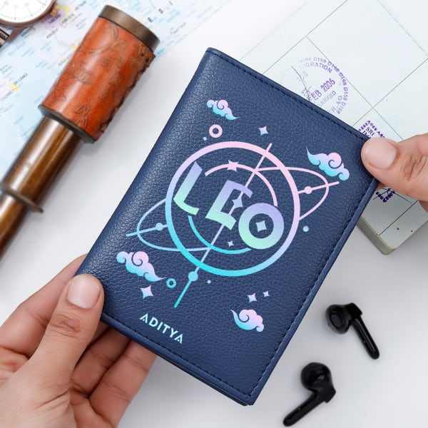 Zodiac Wanderlust Companion - Personalized Passport Cover Organizer - Leo