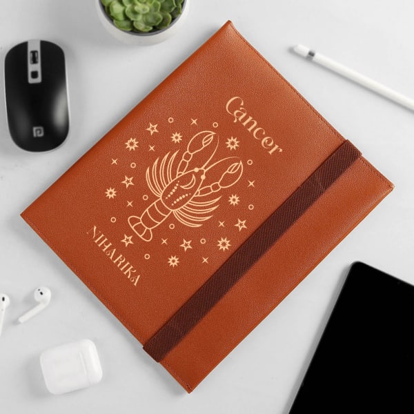 Zodiac Zen - Personalized Tablet Sleeve And Organiser - Tan - Cancer