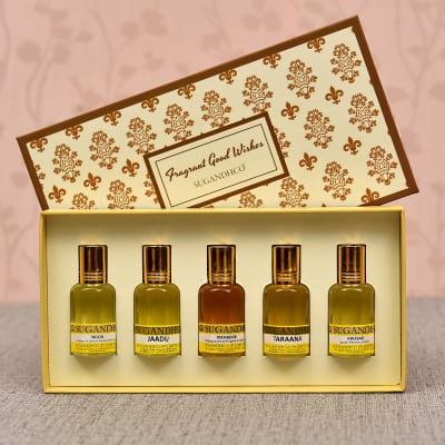 Assorted Set of Five Attar Gift Set for Couple: Gift/Send Fashion and Lifestyle Gifts Online L11080218 |IGP.com