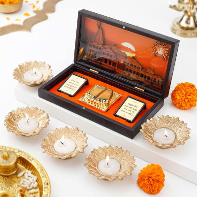 Ayodhya Ram Mandir - Charan Paduka Box With Candles