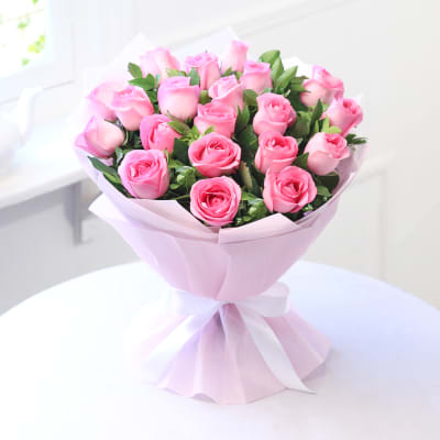 Order Beautiful Bunch of 20 Pink Roses Online at Best Price, Free ...