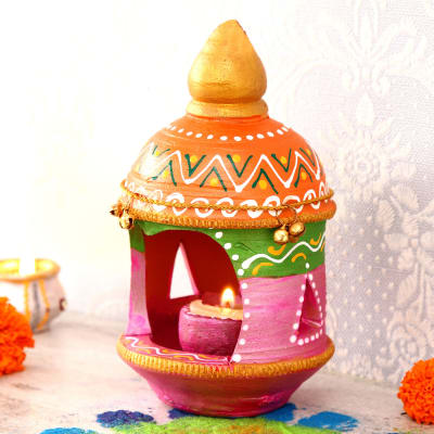 clay diya stand