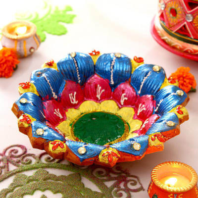 flower diya painting