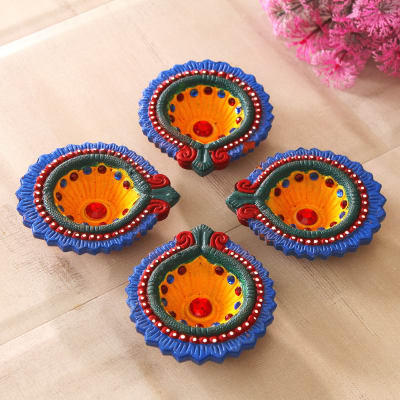 clay diya painting