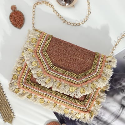 Boho Peach Sling Jute Bag: Gift/Send Fashion and Lifestyle Gifts Online ...