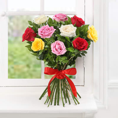 Order Bouquet 10 Mix Colored Roses Online At Best Price, Free Delivery|Igp  Flowers