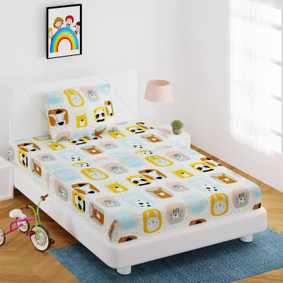 Cartoons Print Fitted Single Bedsheet: Gift/Send Home and Living Gifts  Online J11145088 |