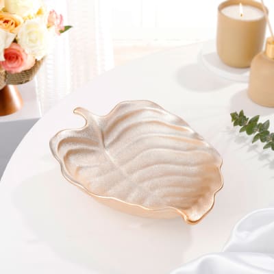 Ceramic Leaf Plate - Rose Gold