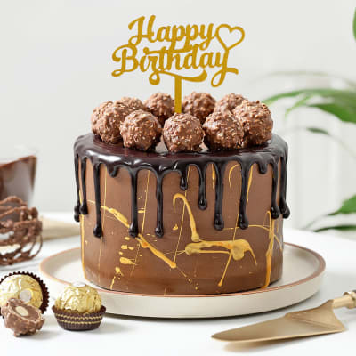 Send Chocolate Drip Birthday Cake Half Kg Online, Same Day Delivery in ...