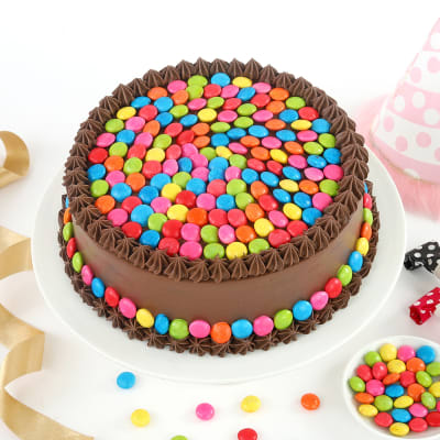 Heart Chocolate Gems Cake - Durgapur Cake Delivery Shop