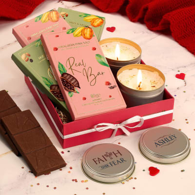 Buy Send Chocolate Hamper Tray with Personalized Jar Candles Online IGP J11161522