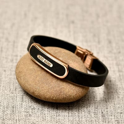 Buy Mens Personalised Leather Bracelet With Matt Black Clasp Online in  India  Etsy